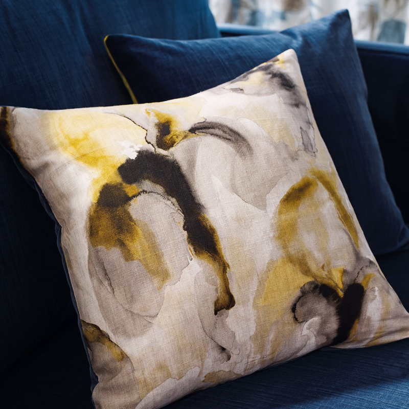 Water Iris Fabric, Gold/Charcoal