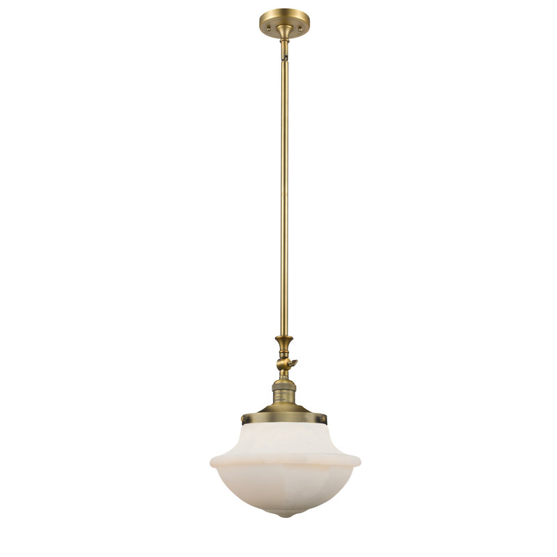 Luminaire suspendu simple à 1 lumière Grourke, White, Laiton brossé, Yes