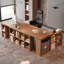 Bureau en bois massif en L noyer clair avec 3 tiroirs-109326714