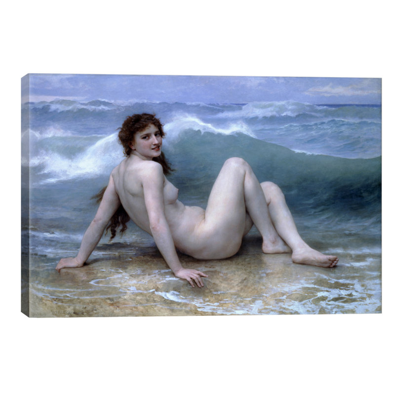 The Wave (La Vague) by William-Adolphe Bouguereau - Painting on Canvas, 66.04 cm H x 45.72 cm W x 1.91 cm D, No Frame