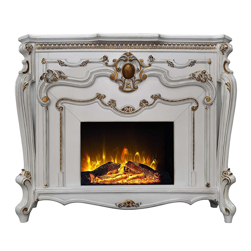 Picardy 59" Fireplace, Antique Pearl Finish, Antique Pearl