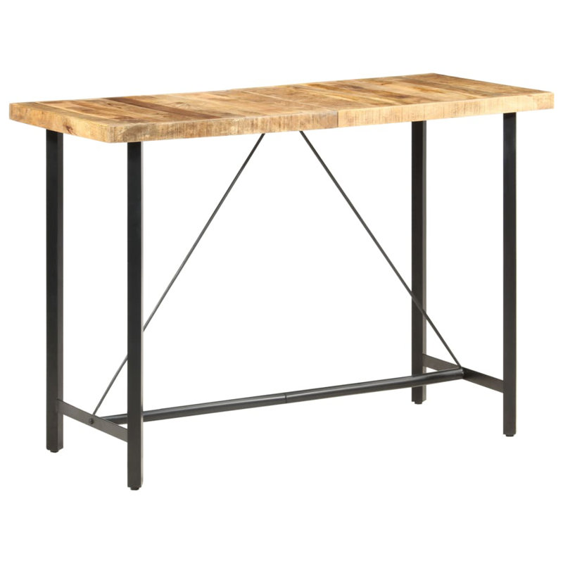 Table de bar, cuisine, salle à manger, table de pub, table bistro brute, Bois de mangue, L 59,1 po x l 27,6 po