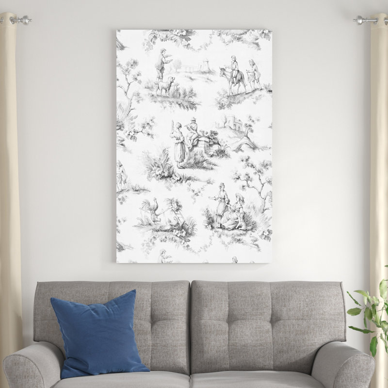 Toile à motif gris, H 48 po x l 32 po