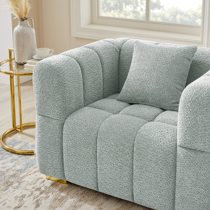 Ensemble de 2 fauteuils d'appoint 44 po capitonnés Boucle, Mint