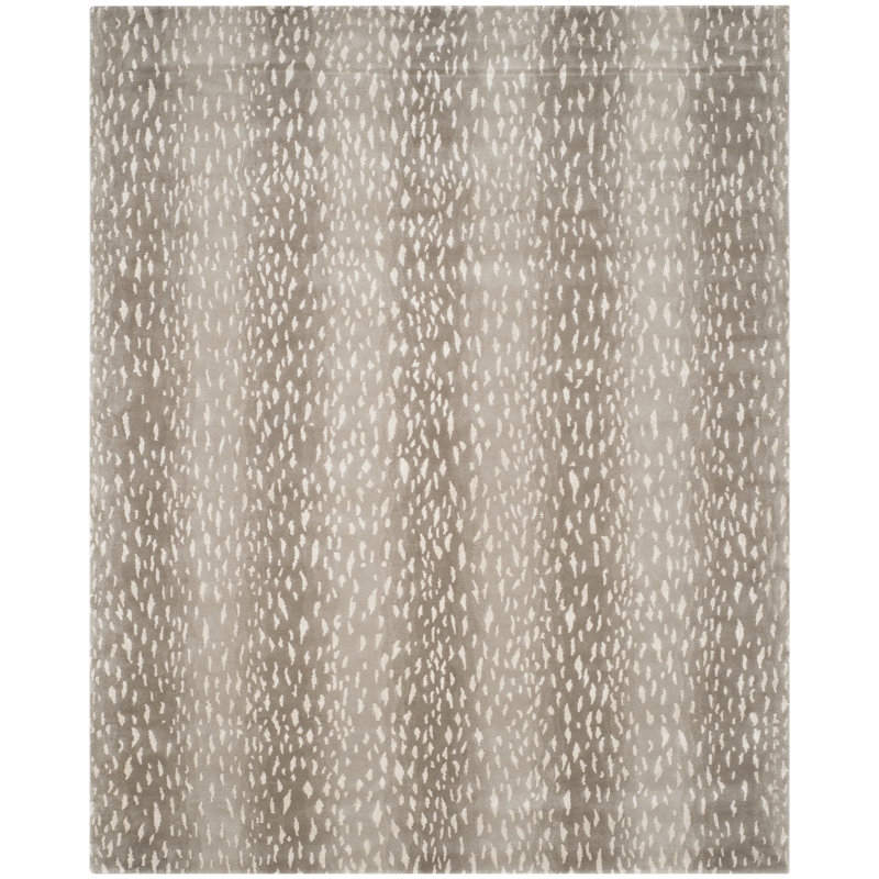 Tapis en laine / viscose / coton noué à la main Savorey gris foncé / gris clair, Rectangle 8 pi x 10 pi