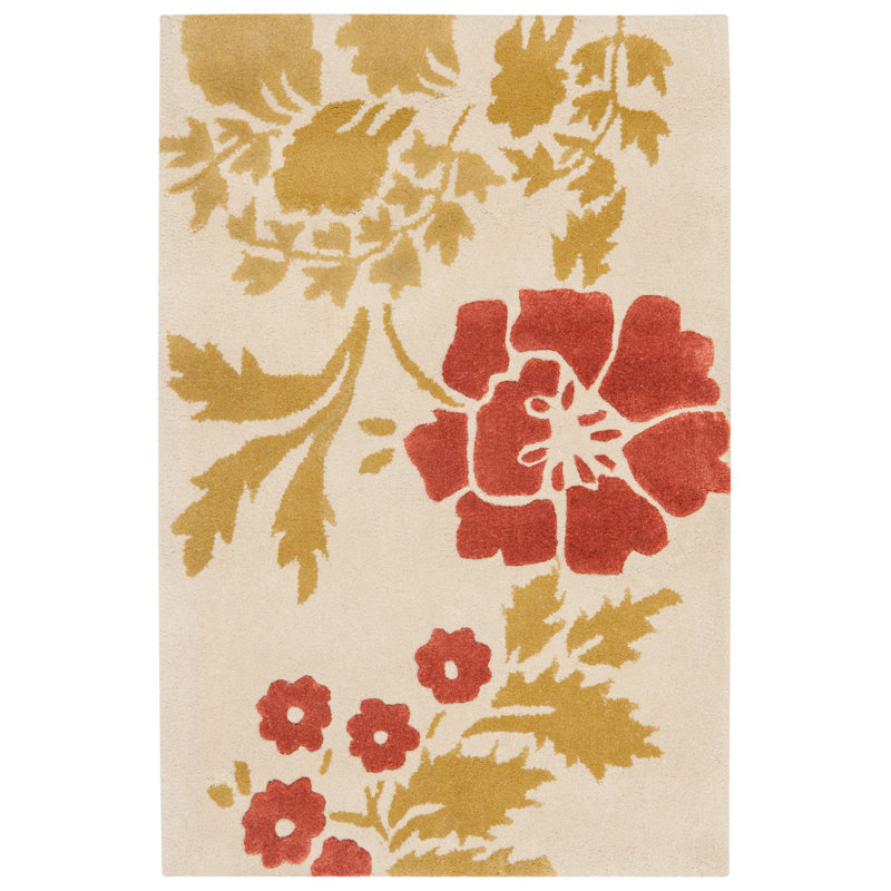 Tapis beige / rouille en laine touffeté à la main Cerda, Rectangle 3 pi x 5 pi
