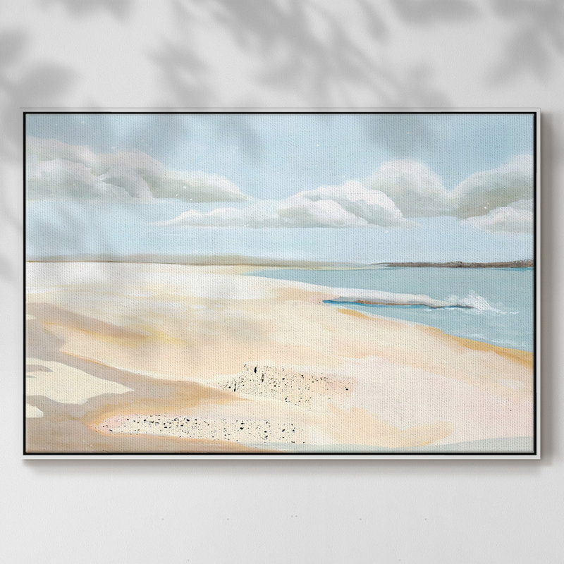 «Sandy Getaway II», reproduction sur toile avec cadre flottant, Blanc, H 27 po x l 41 po x P 2 po