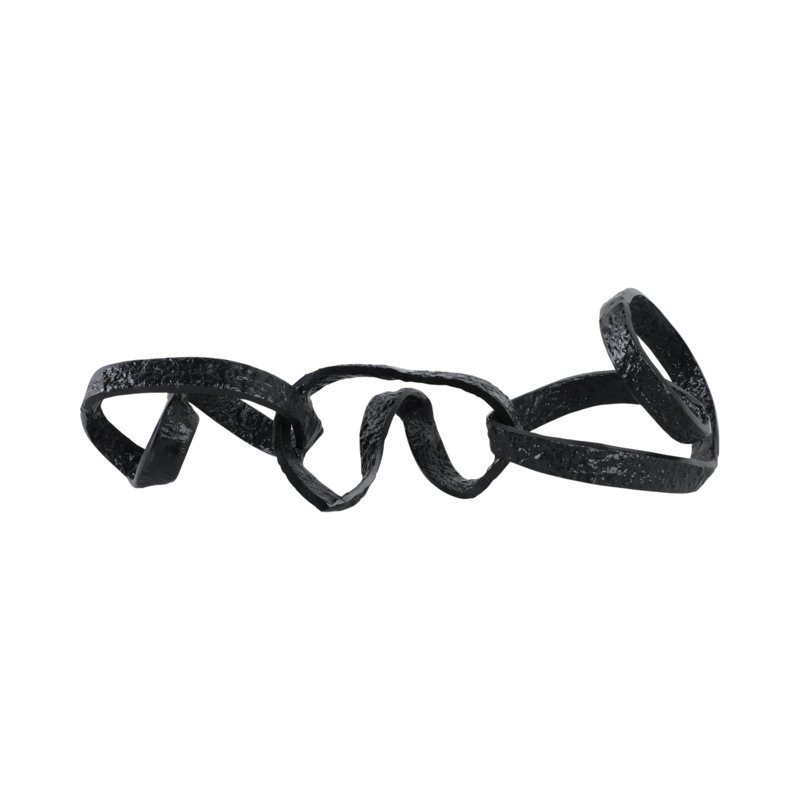 Darrah Metal Swirly Table Object, Novelty, Black, 8" H x 27" W x 9.5" D