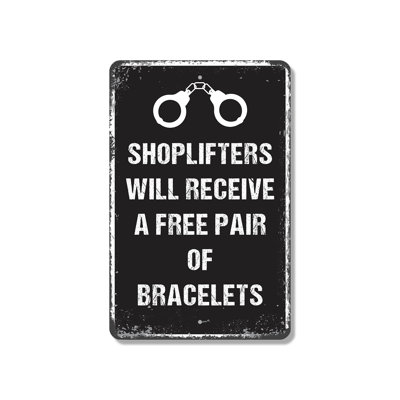 Les voleurs à l'étalage recevront une paire gratuite de bracelets (paquet de 2). Les poignées en plastique de 8 po x 12 po sont incluses. Non, parfait pour les magasins.