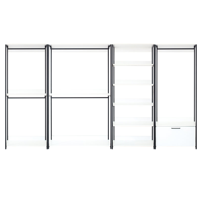 Cadre en métal blanc pour garde-robe autoportant - Options de rangement très profondes, thermolaqué pour la durabilité, fabrication de chaleur et d'eau, finition égratignure, panneau E0, 2 fois plus épais, système de conception modulaire