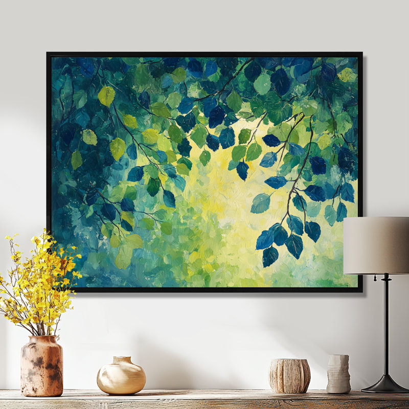Ikira - Floral Large Wall Art, H 12 po x l 20 po, Impression encadrée flottante, Noir, noir, noir, noir