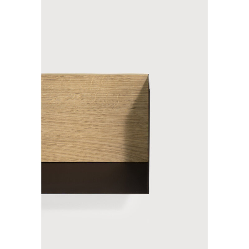 U Oak Solid Wood Accent Shelf, White, 5.9" H x 27.6" W x 5.9" D
