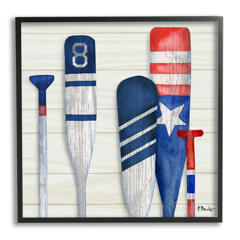 Port Oars Rustic Americana Patterns par Paul Brent - Peinture sur bois, H 24 po x l 24 po x P 1,5 po