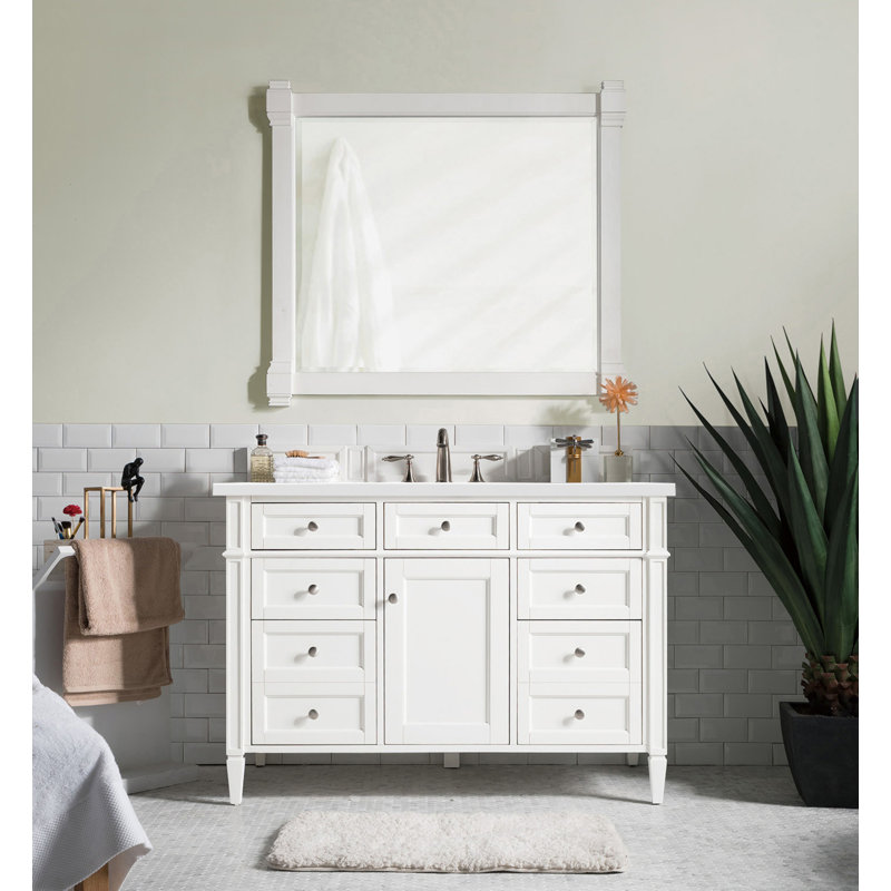 Brittany 48'' W Single Vanity, Bright White, Ethereal Noctis, 8" Widespread