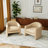 Esly Upholstered Modern Curved Camel Boucle Barrel Accent Chair-1933238657