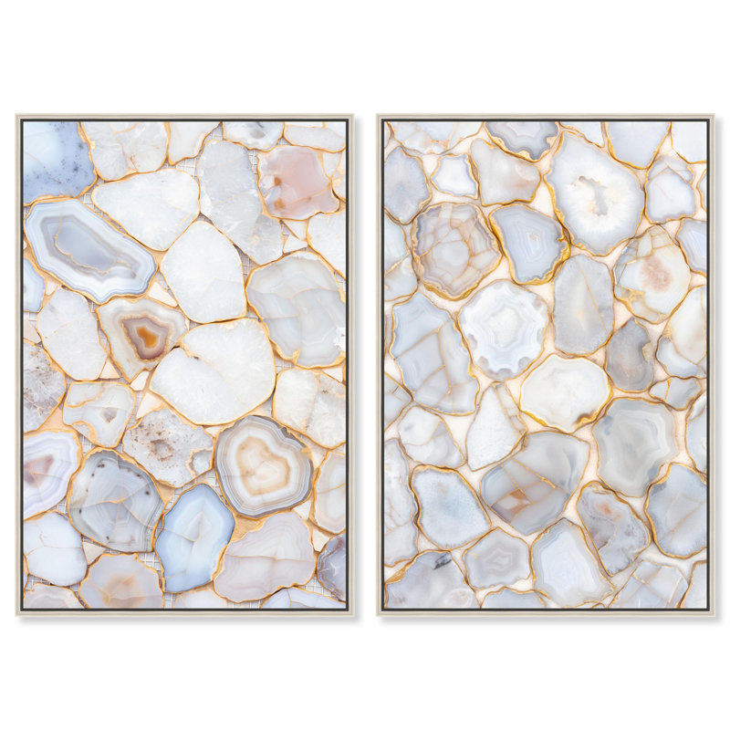 Impression sur toile Luxe Harmony , Argent argent, H 25 po x l 17 po, Impression dans un cadre flottant sans passe-parto