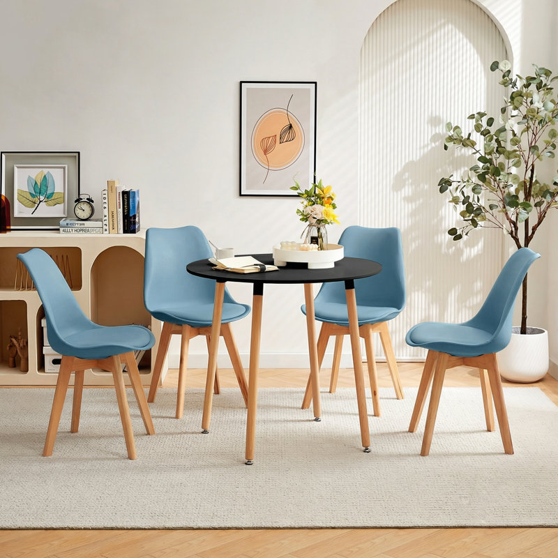 4 - Person Dining Set, Black, Air Force Blue