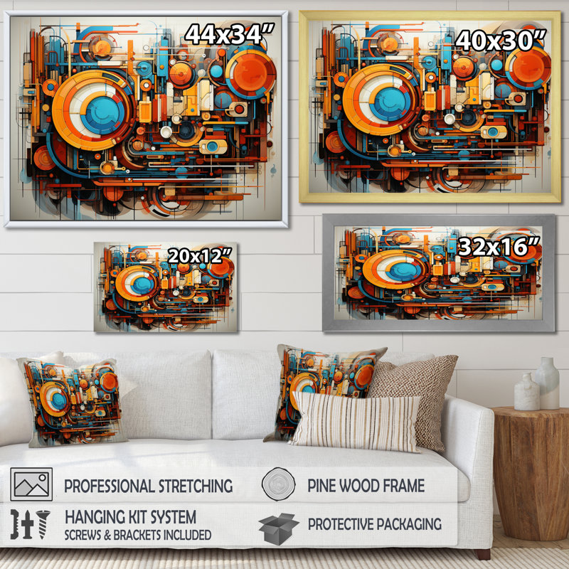 " Futuristic Fusion I ", Gold Single Picture Framed, 12" H x 20" W x 1" D