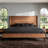 King Size Mid-Century Modern Bamboo Platform Bed Frame with Rounded Corner Headboard, Solid Wood Slat Support, No Box Spring Needed, Natural.-1961840427-1961840431