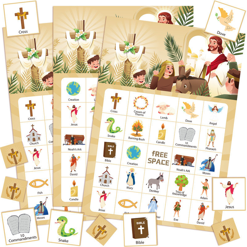 38 Pcs Bible Bingo Game, Biblical Party Favors Set