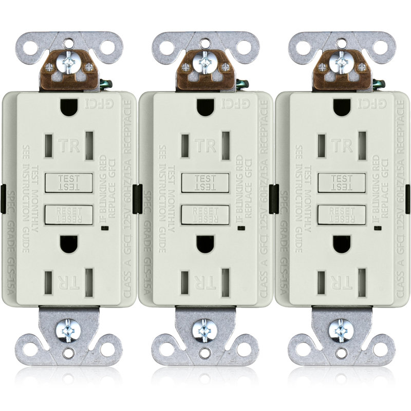 15 Tamper Resistant Duplex Outlet, Light Almond, 3 Packs