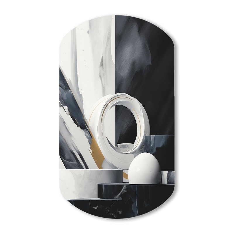 Abstract Marble Shapes II - Décoration murale abstraite en forme de cylindre cylindrique en métal, H 43 po x l 23 po x P 1 po
