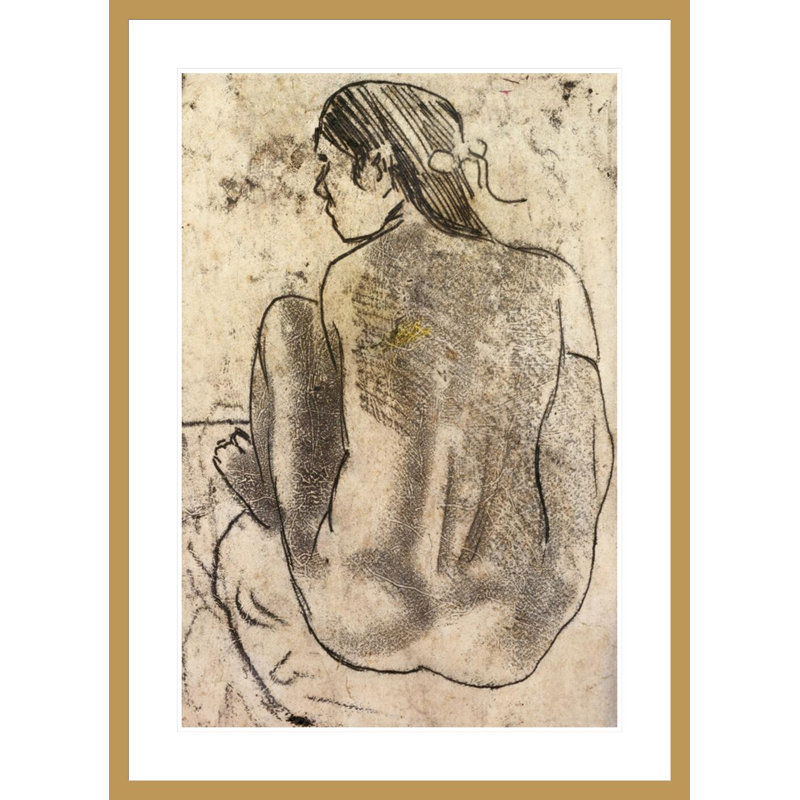 «Tahitian Nude Sired from the Back» par Paul Gauguin, impression giclée encadrée, H 41,5 po x l 30,09 po