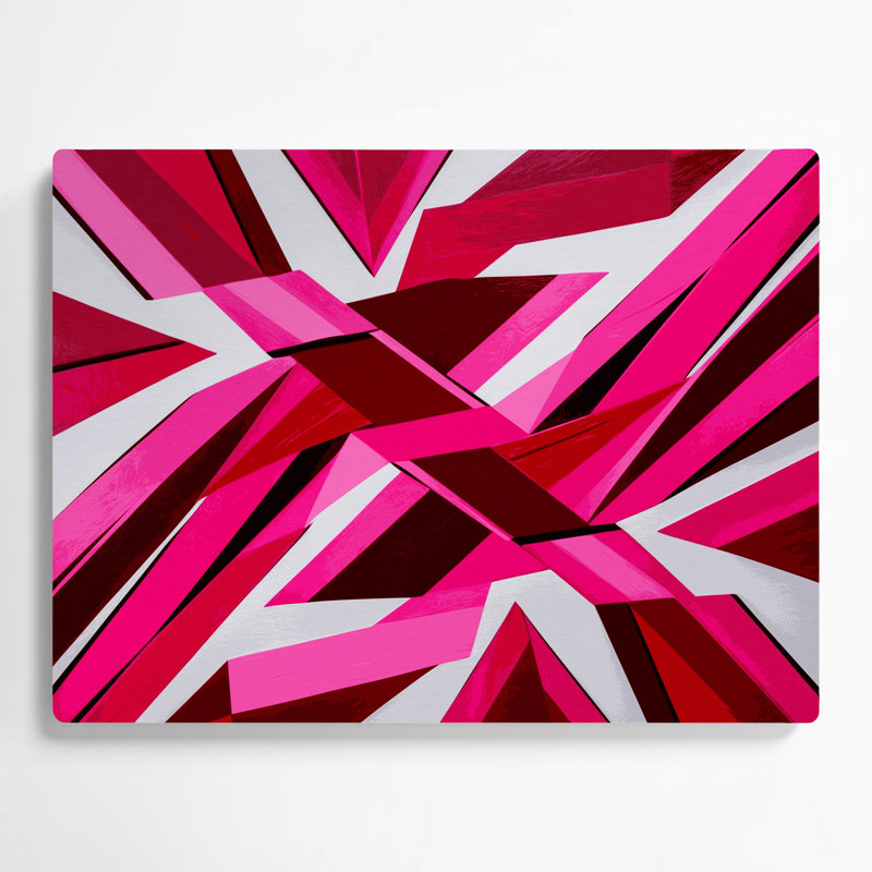 Hard Edge 42, art mural en métal rose, H 11 po x l 14 po