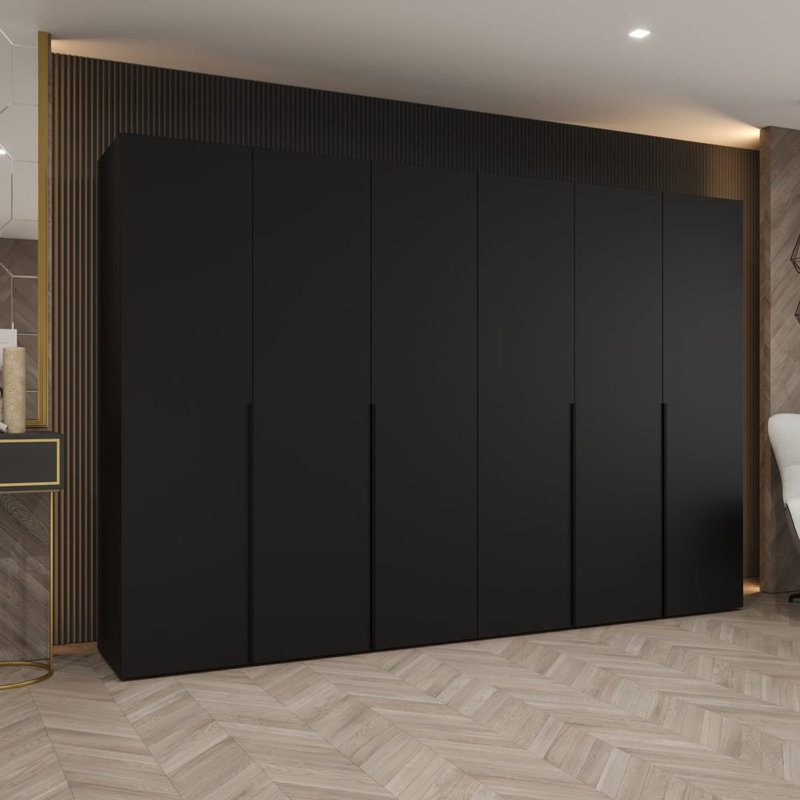 Bia 6 Door Manufactured Wood Wardrobe, Black