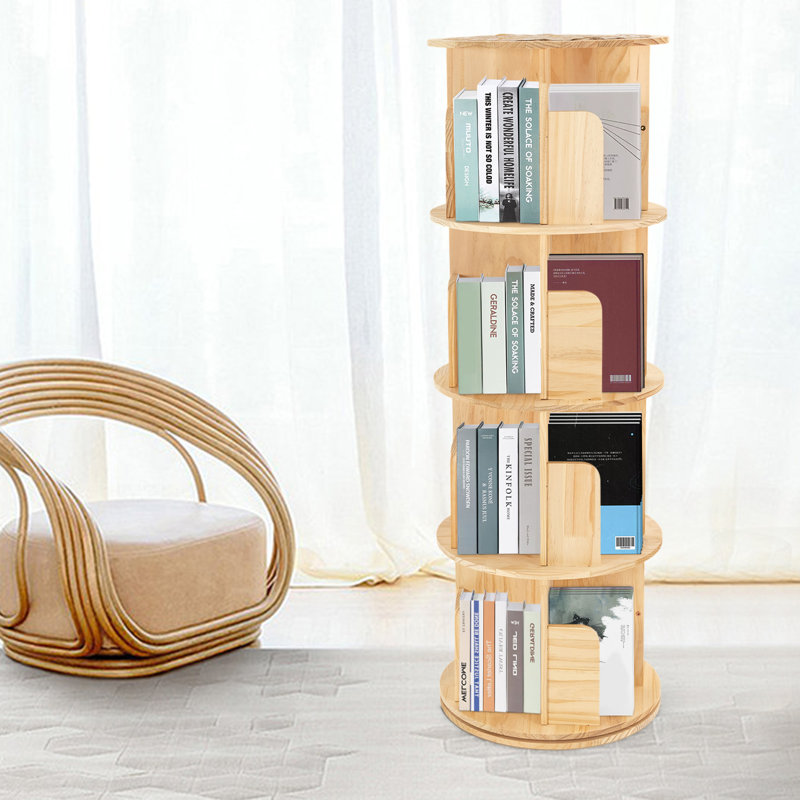 Shaliek H50.4" 4-Tier Floor Standing Rotating Bookshelf