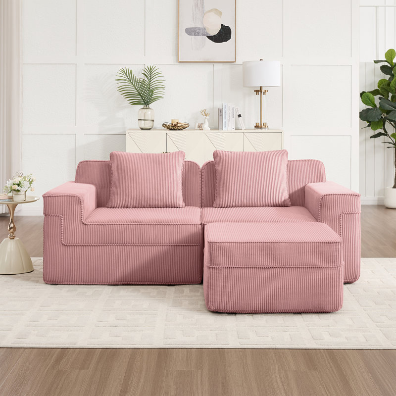 Canapé modulaire en L à 2 places, Rose