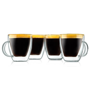 Restaurantware Forma 3 Ounce Small Glass Espresso Cups, 10  Double Wall Clear Espresso Cups - Chip-Resistant, Reusable, Clear Glass Espresso  Mugs, Rolled Rim, For Espressos - Restaurantware: Coffee Cups & Mugs