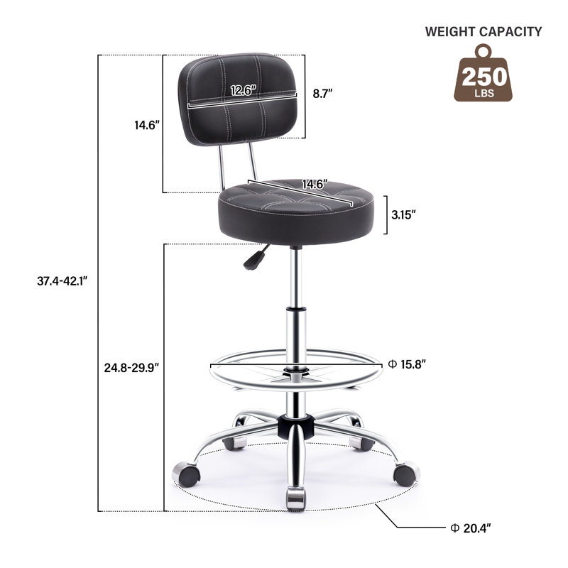 Tabouret de bar avec repose-pieds, Noir