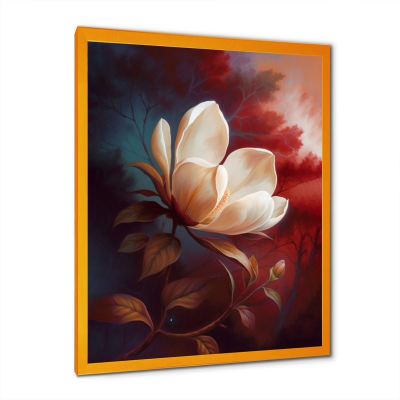 «Cream Magnolia Dreams II», reproduction sur toile encadrée, H 32 po x l 16 po x P 1 po, Encadrement doré