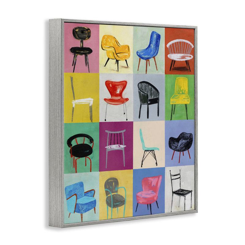 Chaises lumineuses et modernes encadrées par estampe numérique par Lorenzo Collective, Estampe numérique Farmhouse