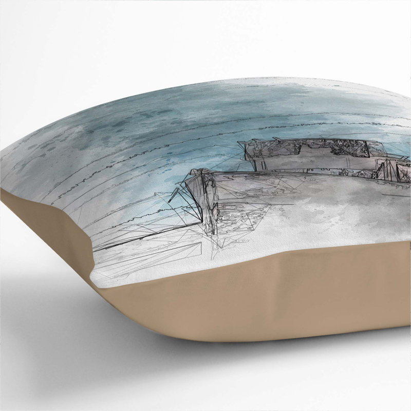 Abstract Square Throw Cushion, 55cm H x 55cm W x 20cm D, Stone