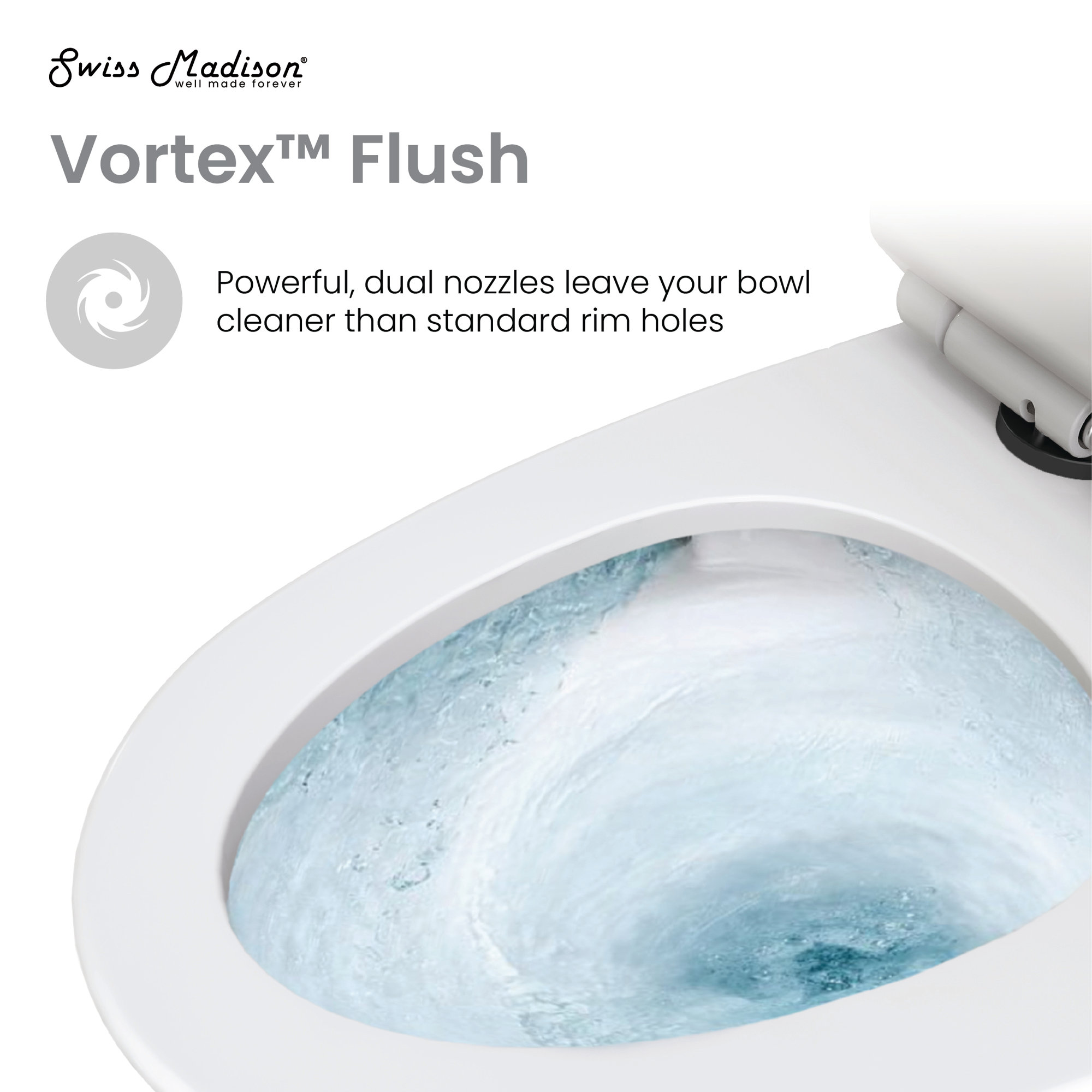 St. Tropez One Piece Elongated Toilet Dual Vortex Flush 1.6 GPF, 12", Glossy White, Left