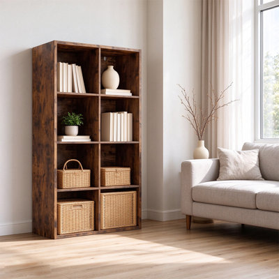 8-Cube Reversible Storage Bookshelf, Freestanding Cube Organizer Shelving Unit for Living Room & Home Office