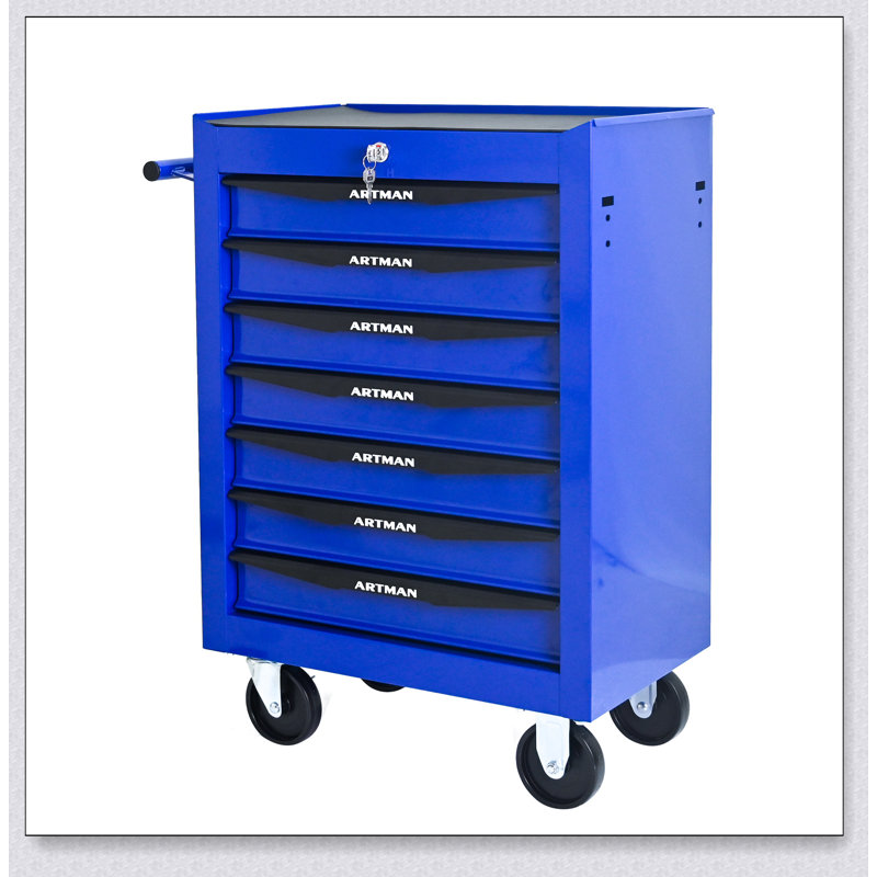 Coffre à outils durable en métal avec 7 tiroirs, glissières à roulement à billes et sécurité verrouillable pour une organisation efficace