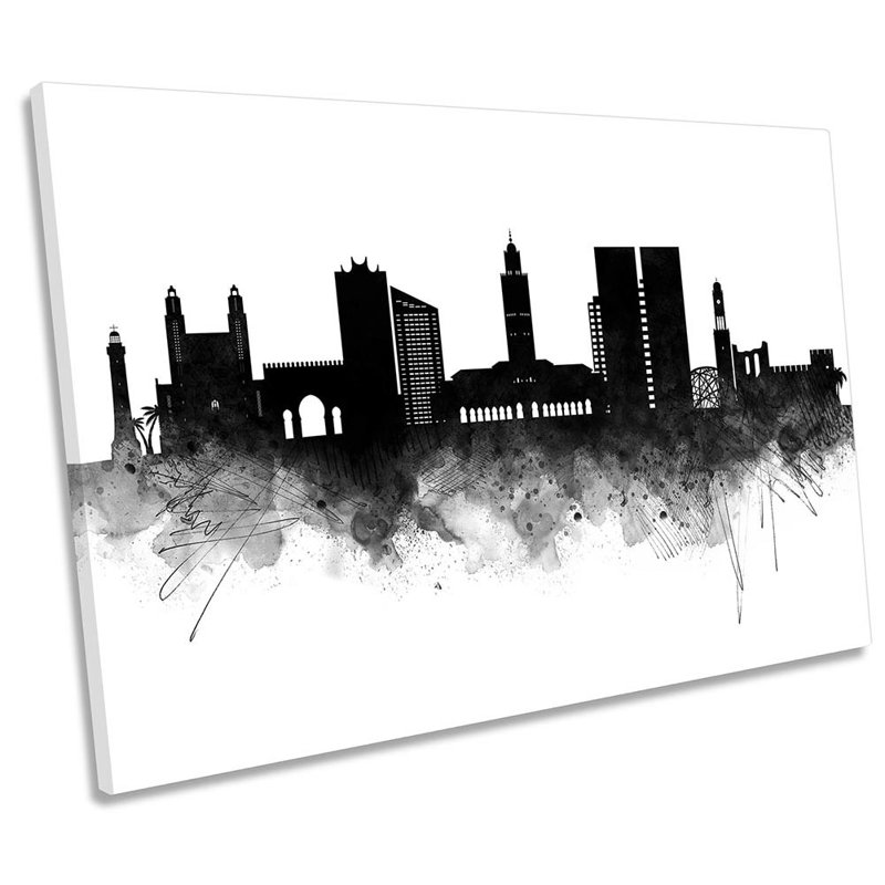 Casablanca Abstract City Skyline - Wrapped Canvas Print, 30.5cm H x 45.7cm W x 2cm D