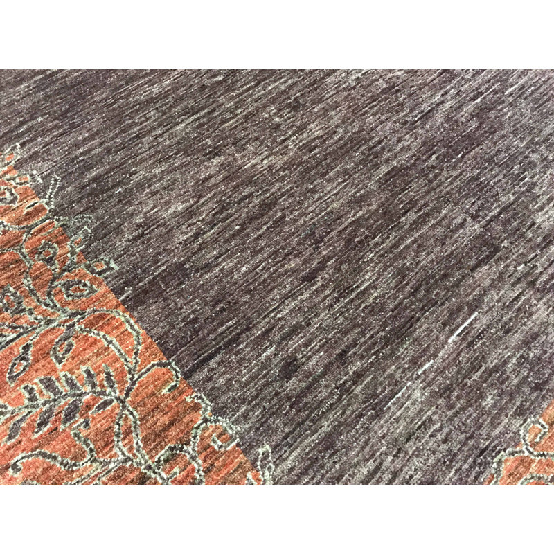 Hand-Knotted High-Quality Red and Gray Area Rug