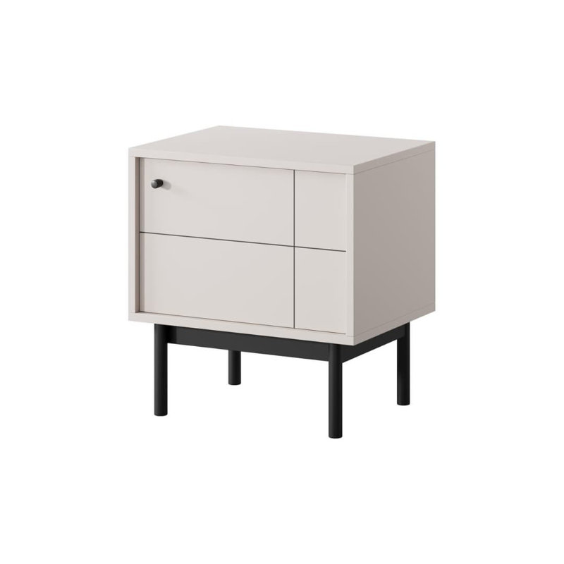 Japandi 54cm W Manufactured Wood Bedside Table, Cashmere