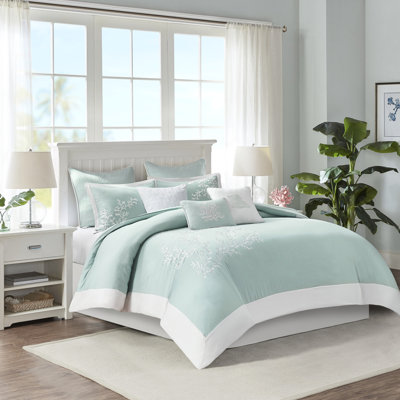 Très grand / très grand lit - 100% coton, broderie corail et bordure découpée avec et