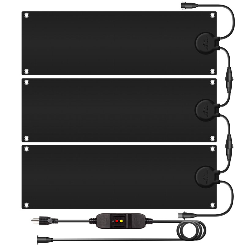 3-Pack 10"x30" Heated Snow Melting Mats for Outdoor Stairs, Graphene Rubber Pad with Plug, No-Slip Ice Melt for Winter Sidewalks, Steps & Deck