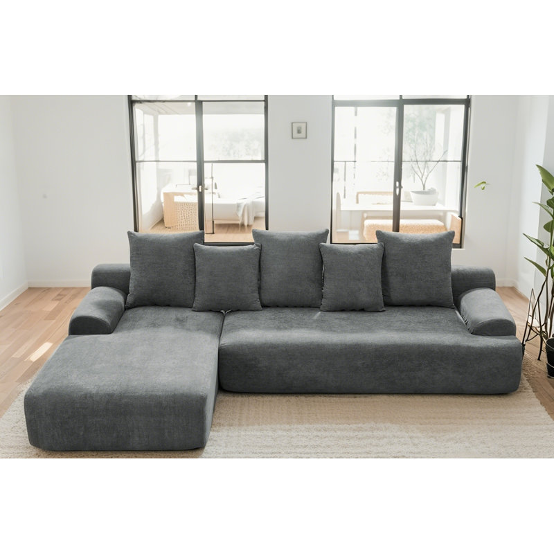 Modern Upholstered L-Shape Sectional Sofa, Gray