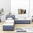 Twin Size 2 Drawers Upholstered L-shaped Platform Beds with Trundle