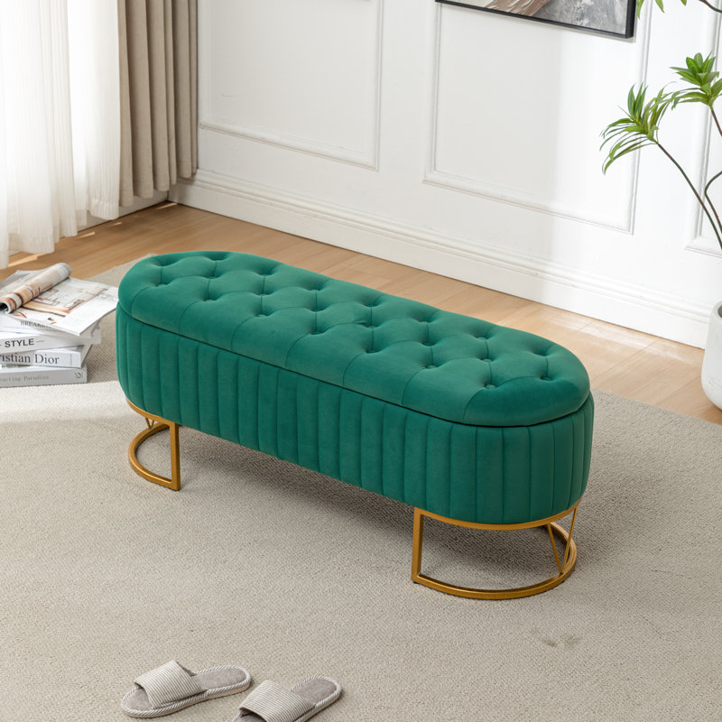 Banc de rangement rembourré Katashia, Vert