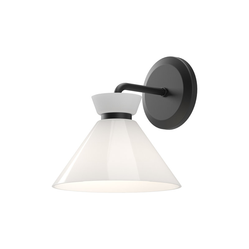 Matte Black and Opal Glass Dimmable Bath Sconce