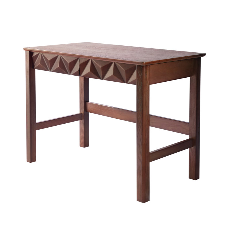 Solid Wood Writing Desk Vintage Rectangular Computer Table for Home Office, 29.5" H x 39.4" W x 21.65" D