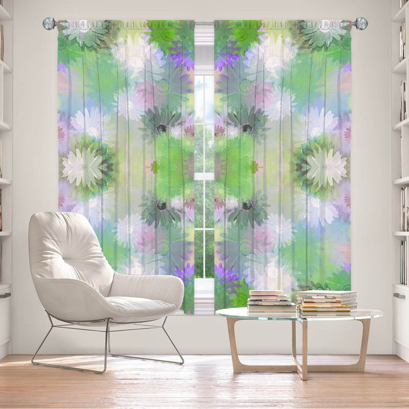 Galyna Room Darkening Curtain Pair, 40" W x 82" L, Blue/Purple/White
